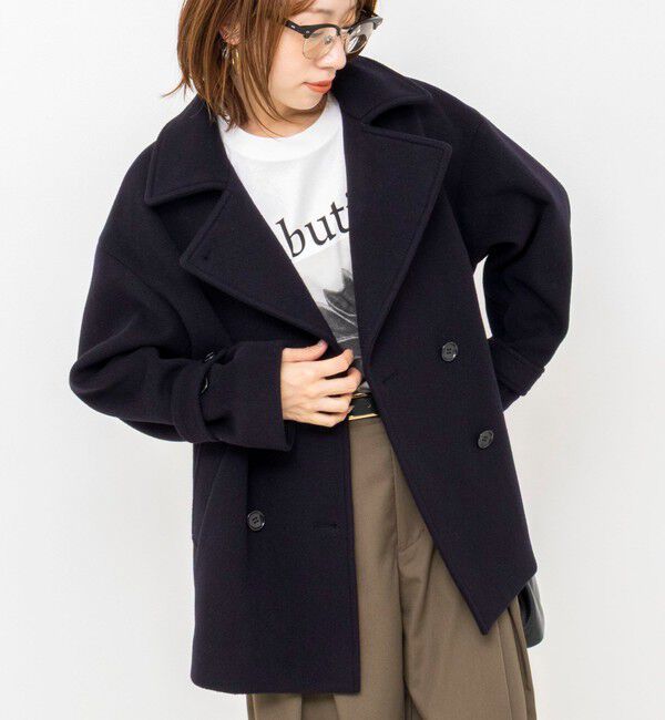 NOLLEY'S「【一部WEB限カラー】ウールカシミヤダブルブレストコート」|ピーコート|ネイビー