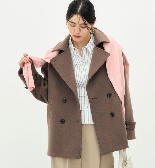 NOLLEY'S「【一部WEB限カラー】ウールカシミヤダブルブレストコート」|ピーコート|ブラウン