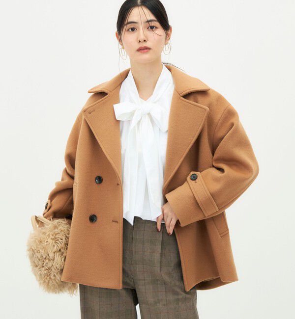 NOLLEY'S「【一部WEB限カラー】ウールカシミヤダブルブレストコート」|ピーコート|キャメル