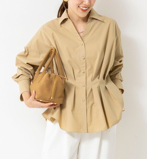 NOLLEY'S「【WEB＆一部店舗限定カラー】【GOODS BUYER 石田別注カラー】ストレッチタフタスキッパータックシャツ」|シャツ・ブラウス|キャメル