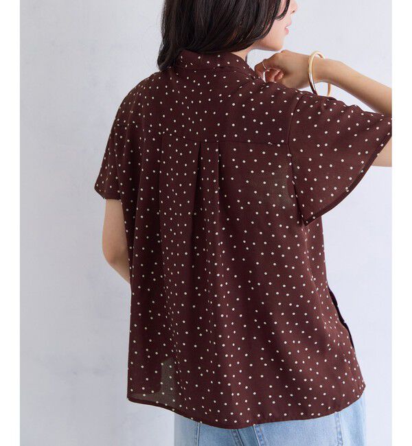 VIS「ドット＆無地タックデザインボウタイブラウス/接触冷感」|シャツ・ブラウス|