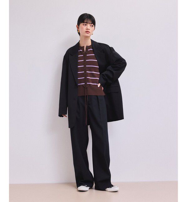 ADAM ET ROPE'「【WEB限定】バイカラーカーディガン/接触冷感」|カーディガン|