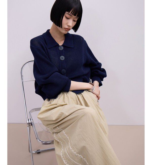 ADAM ET ROPE'「【WEB限定】ワイドリブヘムポロカーディガン」|カーディガン|