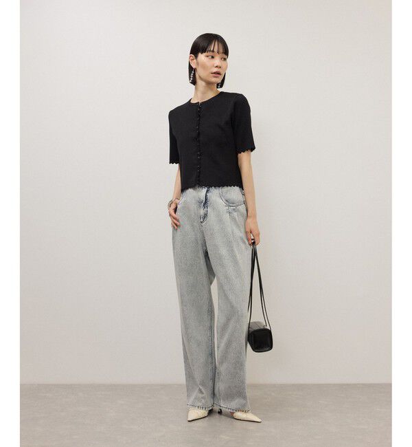ADAM ET ROPE'「【WEB限定】ハーフスリーブリブカーディガン」|カーディガン|