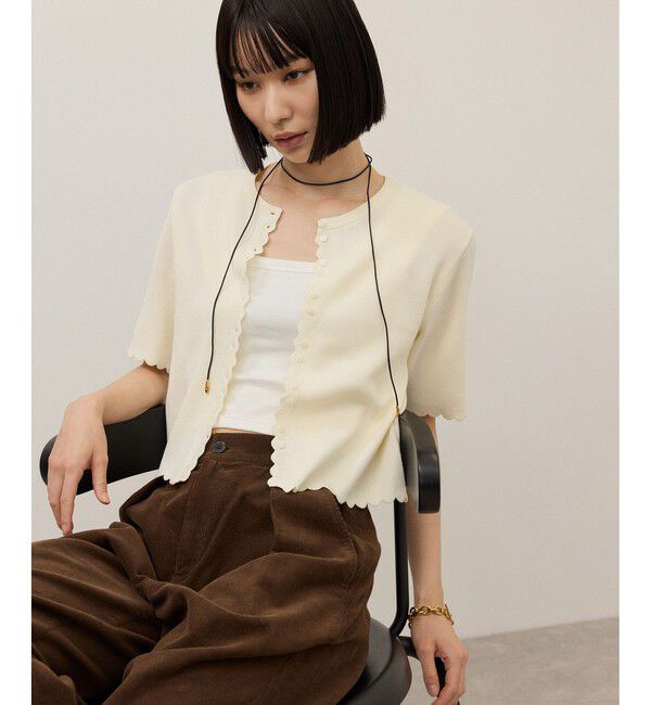 ADAM ET ROPE'「【WEB限定】ハーフスリーブリブカーディガン」|カーディガン|