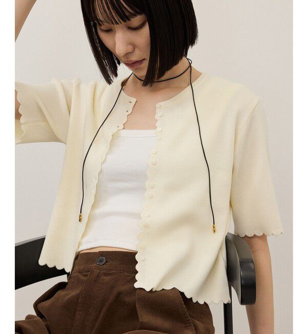 ADAM ET ROPE'「【WEB限定】ハーフスリーブリブカーディガン」|カーディガン|