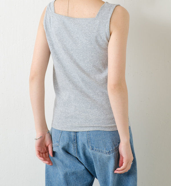  「【万能インナー】 シアー切り替えスクエアタンクトップ」|Tシャツ・カットソー|