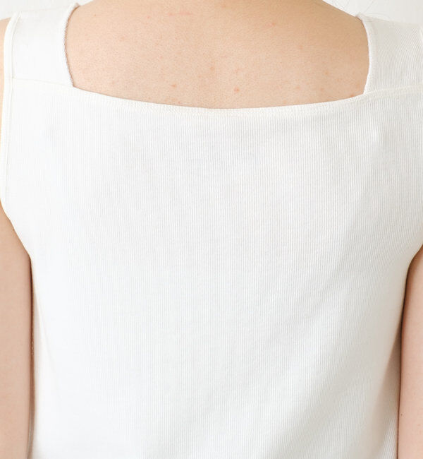  「【万能インナー】 シアー切り替えスクエアタンクトップ」|Tシャツ・カットソー|