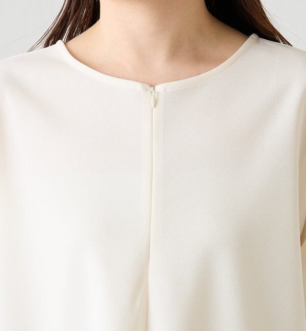  「【ストレッチ◎1枚で決まる】袖シアー切替ジョーゼットロンT」|Tシャツ・カットソー|