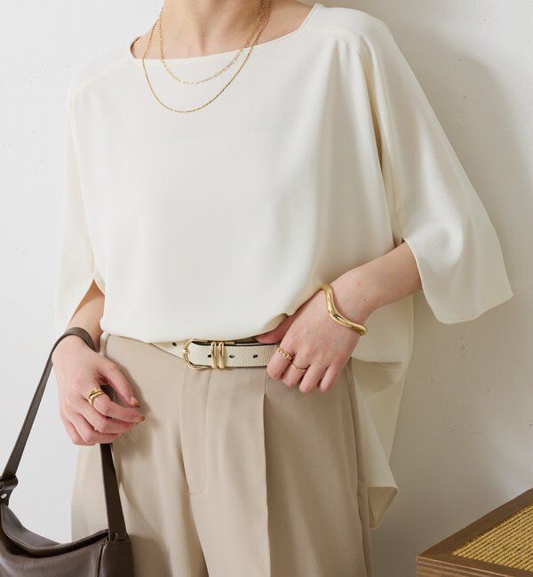  「《接触冷感/UVカット/体型カバーに◎》ジャージスクエアブラウス」|シャツ・ブラウス|