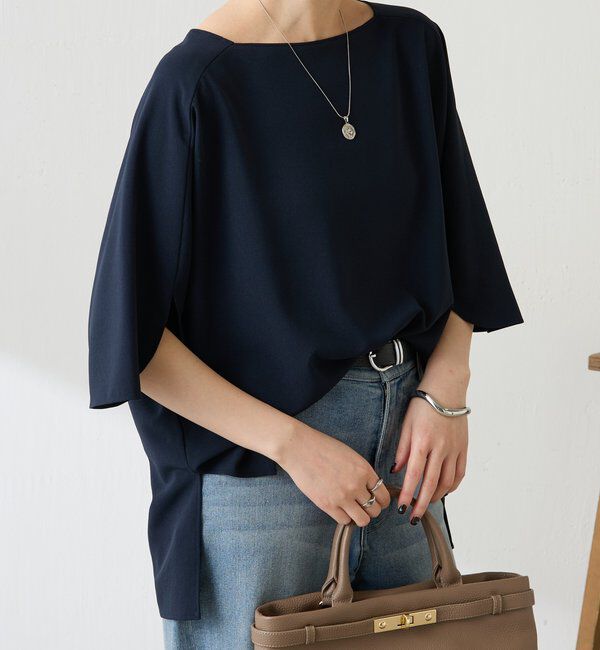  「《接触冷感/UVカット/体型カバーに◎》ジャージスクエアブラウス」|シャツ・ブラウス|