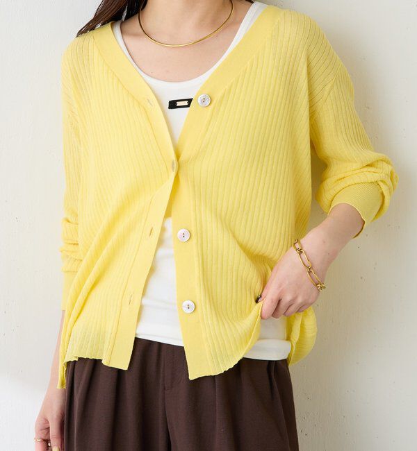  「ドライコットンワイドリブカーディガン」|カーディガン|