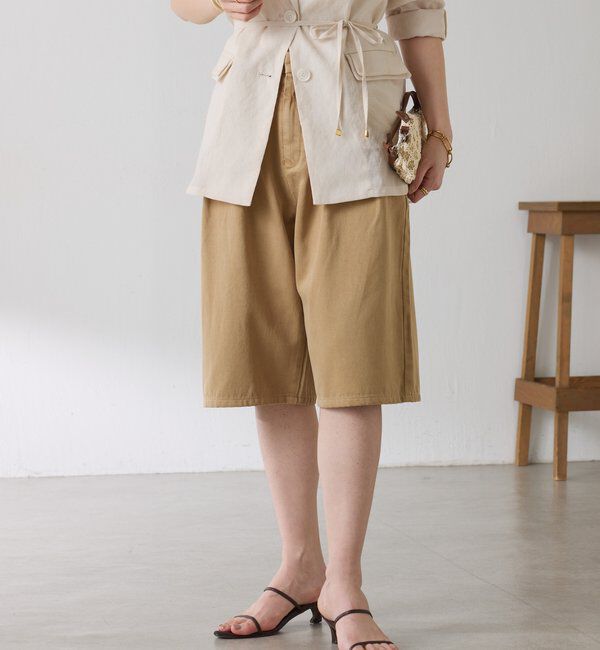  「Q.anos タックハーフデニムパンツ」|デニム|