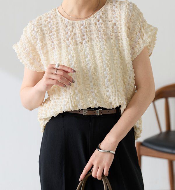  「【シルエットを変えられる】ドロストウエストフレンチTシャツ」|シャツ・ブラウス|