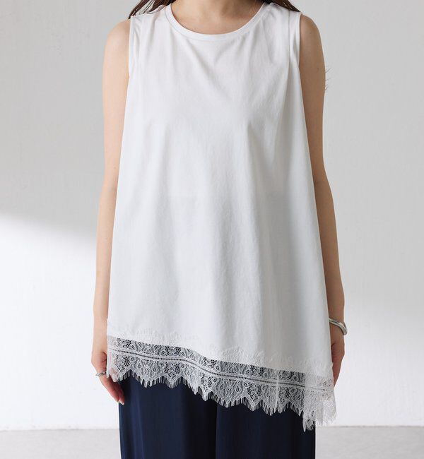  「【レイヤードアイテムにも使える】レースアシメタンクトップ」|Tシャツ・カットソー|