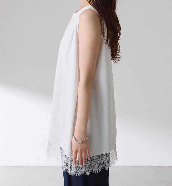  「【レイヤードアイテムにも使える】レースアシメタンクトップ」|Tシャツ・カットソー|