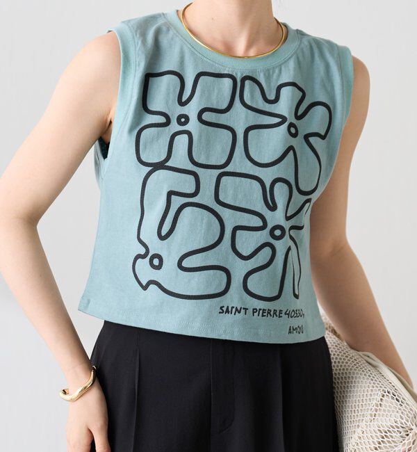  「【AMOU/アムー別注】フラワーロゴノースリーブ」|Tシャツ・カットソー|