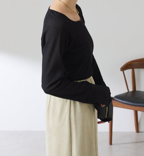  「【人気アイテム／リニューアル】ラメリブスクエアカットソー」|Tシャツ・カットソー|
