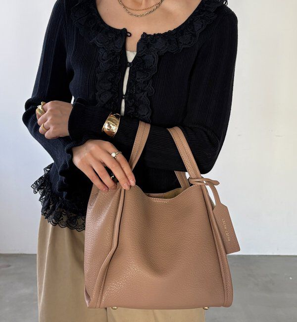  「【ベストセラーアイテム】ミニショルダー付ソフトレザー調ミニバッグ」|トートバッグ|ベージュ