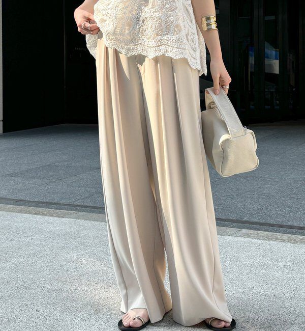  「【累計販売数3万枚突破/22色4サイズ展開！】タックワイドパンツ」|チノ|