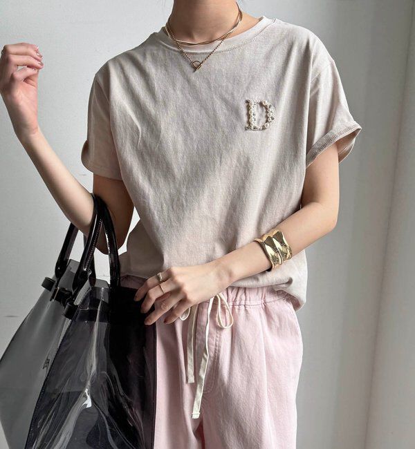  「DビジューTEE」|Tシャツ・カットソー|ライトベージュ