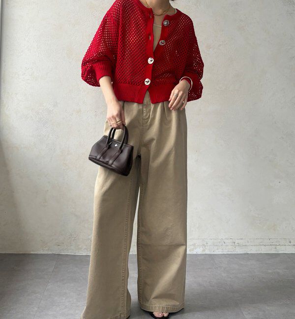  「【WEB限定】メタルボタンメッシュニットカーディガン」|カーディガン|