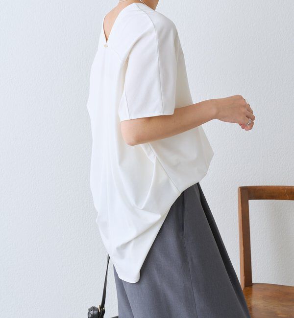  「Vネックコクーンカットソー【接触冷感/紫外線防止/セットアップ可】」|Tシャツ・カットソー|