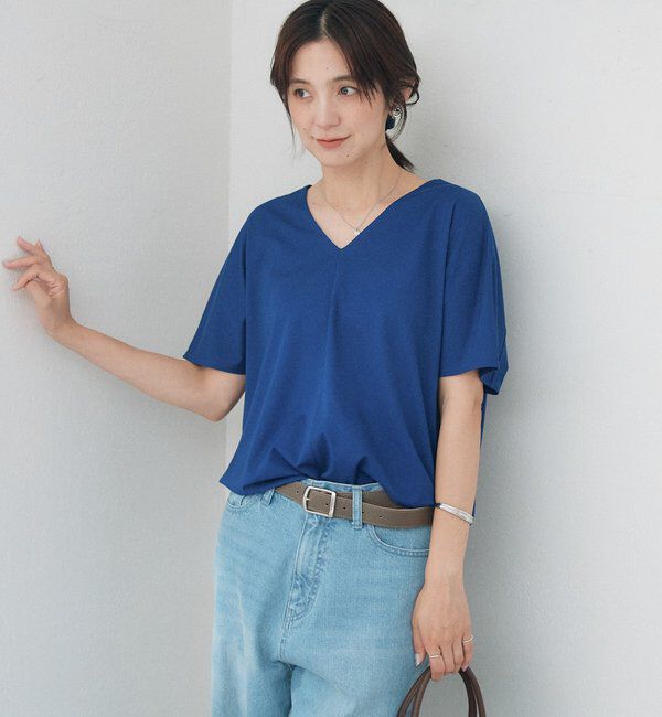  「Vネックコクーンカットソー【接触冷感/紫外線防止/セットアップ可】」|Tシャツ・カットソー|