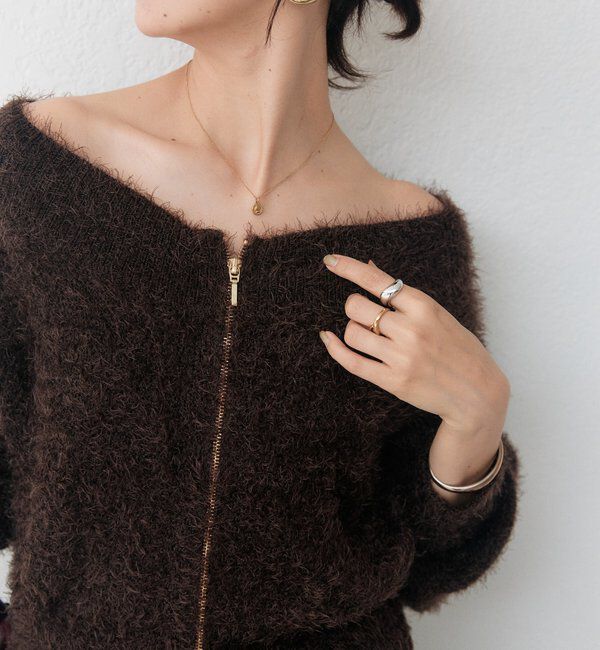  「ペーパーフェザーZIPニット」|カーディガン|