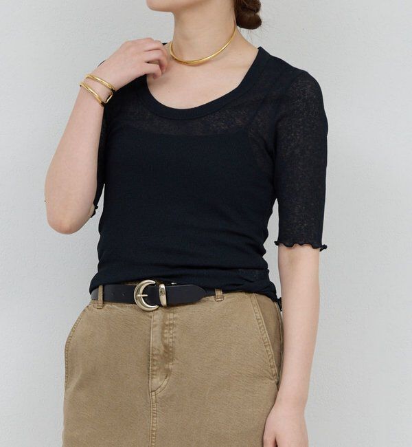  「【La nature linge】シアーワッフルTee」|Tシャツ・カットソー|ブラック