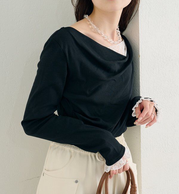  「レースドッキングオフショルロンT」|Tシャツ・カットソー|