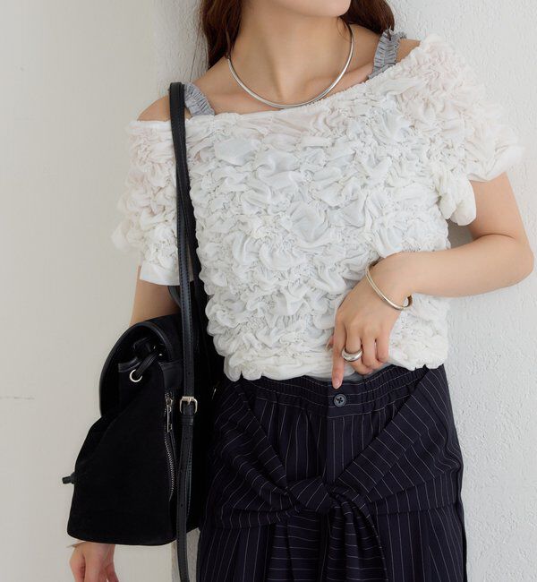  「【新色BRN】《6色展開/伸縮性あり◎》ふわふわシャーリングTシャツ」|Tシャツ・カットソー|