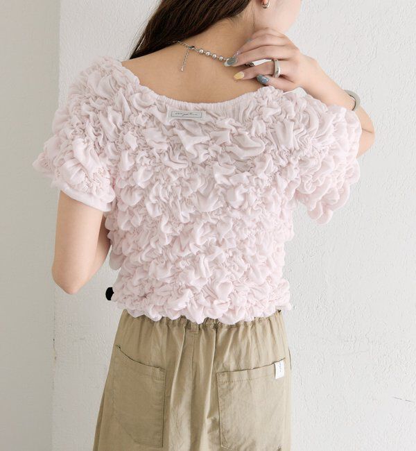  「【新色BRN】《6色展開/伸縮性あり◎》ふわふわシャーリングTシャツ」|Tシャツ・カットソー|