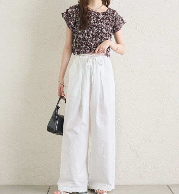  「【新色BRN】《6色展開/伸縮性あり◎》ふわふわシャーリングTシャツ」|Tシャツ・カットソー|