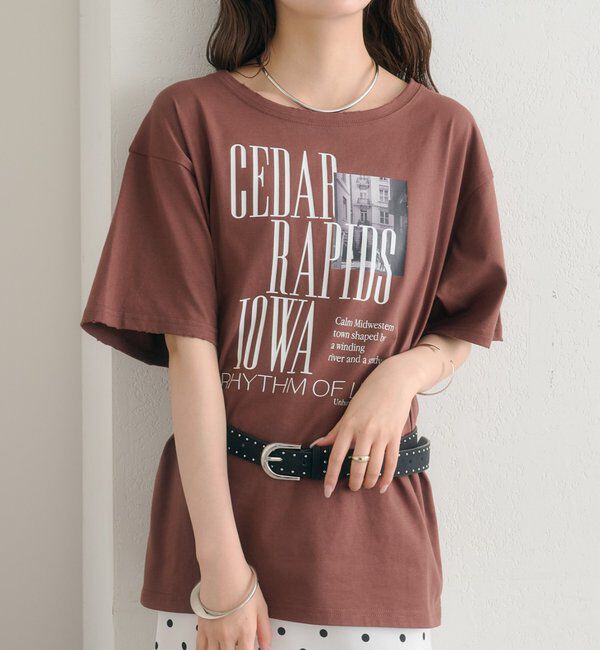  「ダメージロゴTシャツ」|Tシャツ・カットソー|ブラウン