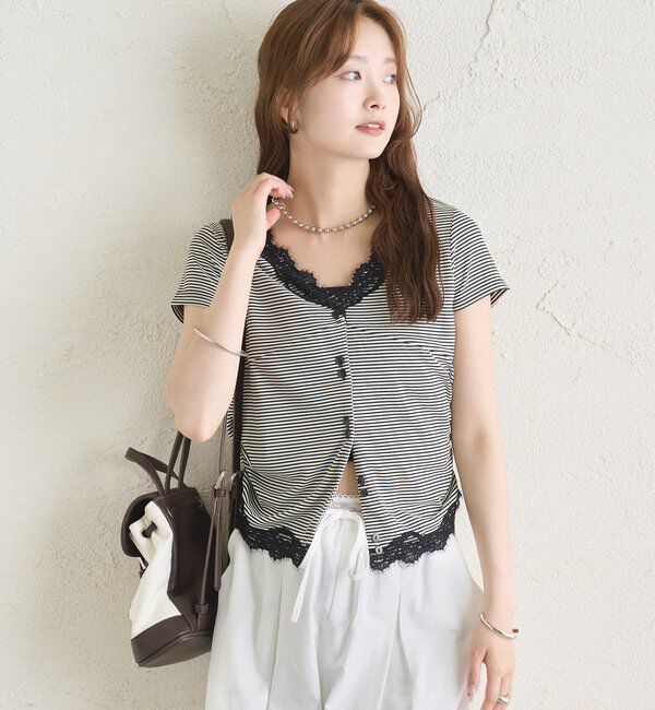  「VレースフレンチT」|Tシャツ・カットソー|