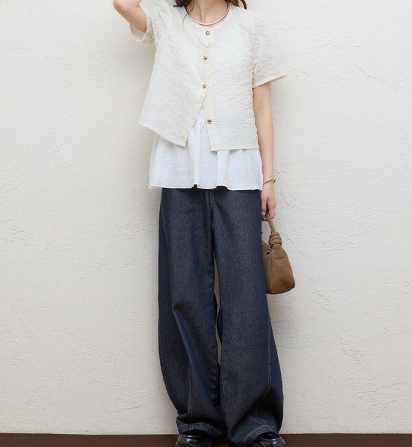  「金ボタンエンボスパフカーディガン」|シャツ・ブラウス|