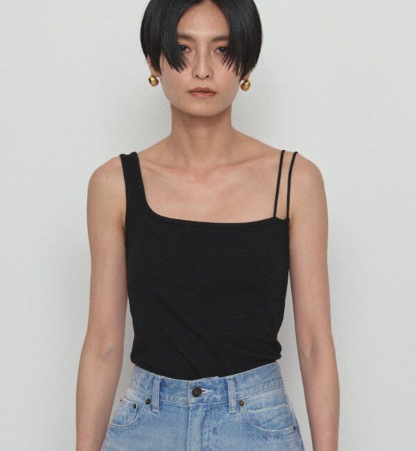  「【earthy_/アーシー】アシメタンクトップ」|Tシャツ・カットソー|ブラック