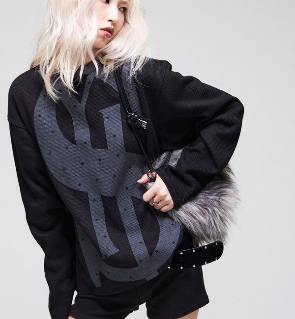  「【Sourcream】＄ワッフルクルー」|Tシャツ・カットソー|ブラック