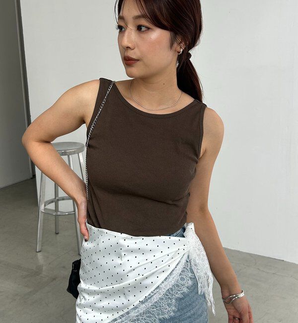  「【バックオープン】カップ付アメスリタンク」|キャミソール|