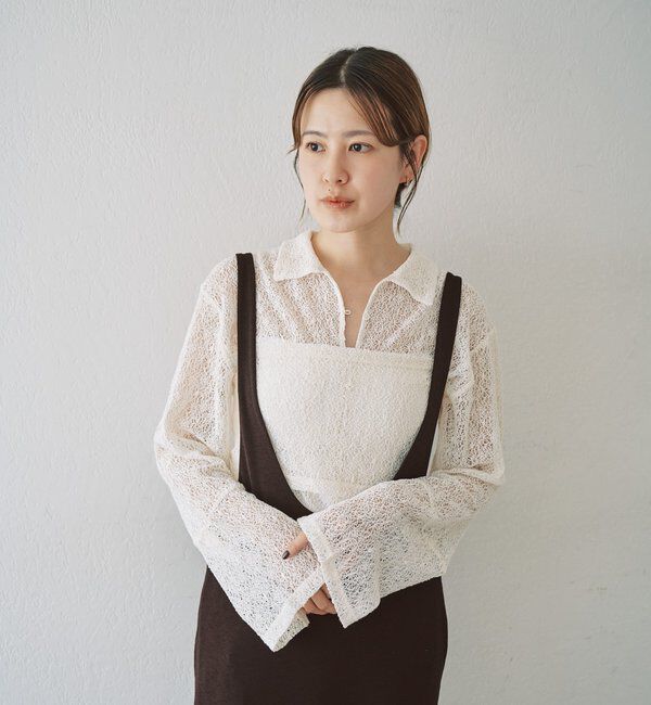  「【再入荷】絡みレースシャツ&times;ビスチェSET」|Tシャツ・カットソー|