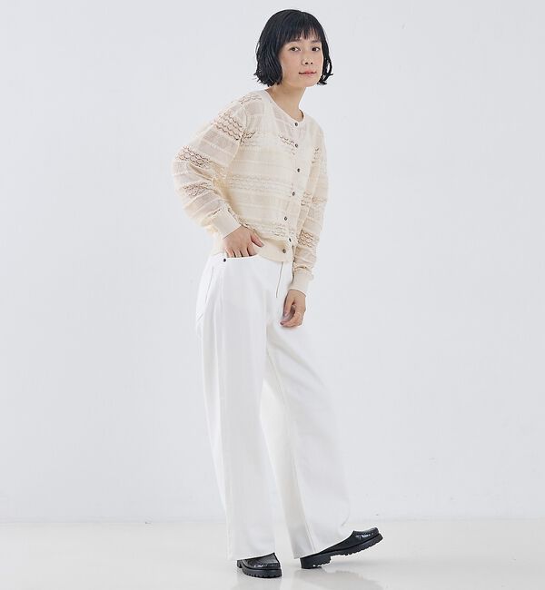 collex「レーシー柄クルーネックニットカーディガン」|カーディガン|