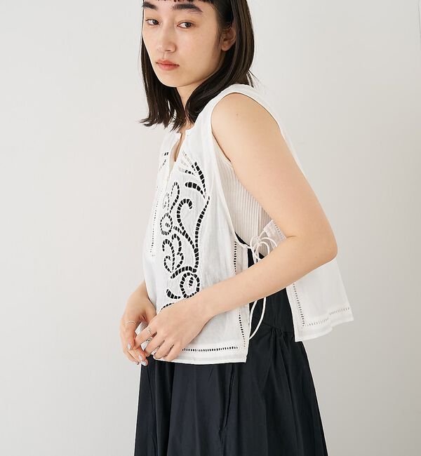 collex「カットワーク刺繍サイドリボンベスト」|ベスト・ジレ|