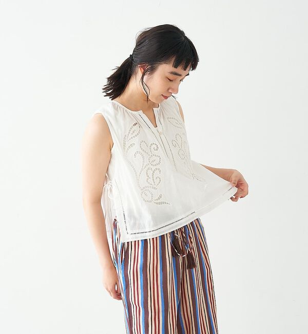 collex「カットワーク刺繍サイドリボンベスト」|ベスト・ジレ|