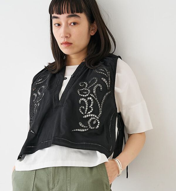 collex「カットワーク刺繍サイドリボンベスト」|ベスト・ジレ|