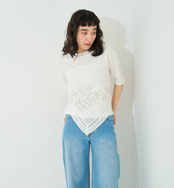 collex「カットワーク刺繍トライアングルスカーフ」|バンダナ・スカーフ|