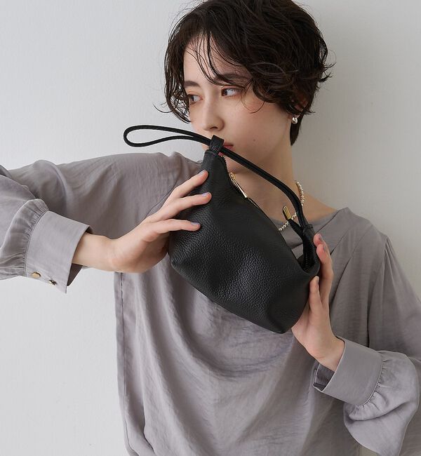 Rouge vif「【AULENTTI/オウレンティ】ワンハンドル レザーハンドバッグ/ポーチバッグ」|ハンドバッグ|