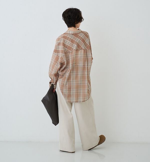 Rouge vif「P/R強撚シアーチェック2WAYシャツ/カシュクールシャツ」|シャツ・ブラウス|