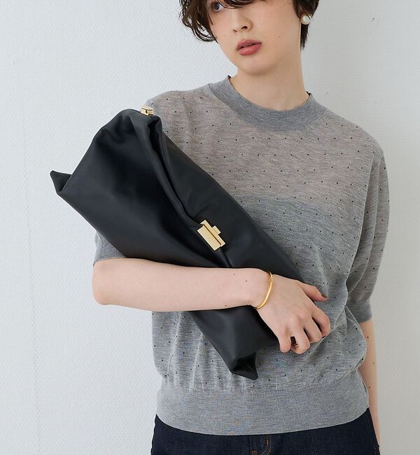 Rouge vif「【PUNTI. / プンティ】3WAYレザークラッチバッグ/ショルダー付き/GR」|ショルダー・メッセンジャー|ブラック