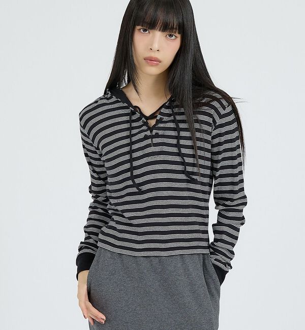 Rouge vif「【Robert P Miller | ロバート・ピー・ミラー】ヘンリーネックパー」|Tシャツ・カットソー|ブラック系その他1